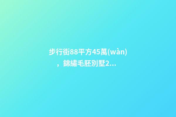 步行街88平方45萬(wàn)，錦繡毛胚別墅230萬(wàn)，城南自建房273平帶院165萬(wàn)